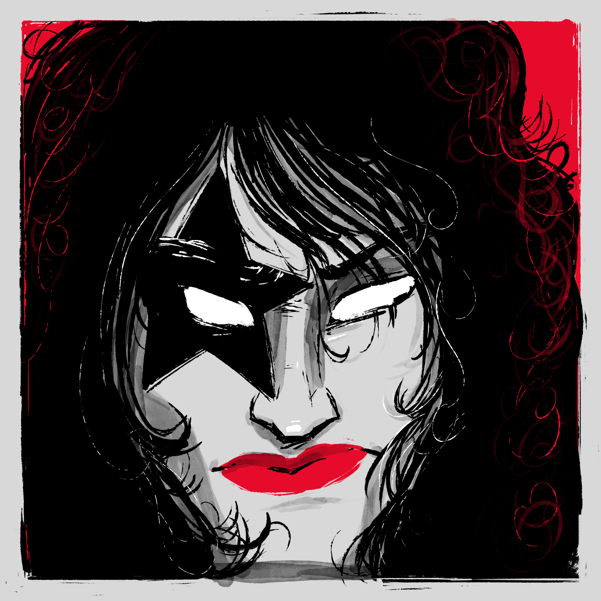 A simple drawing of Starchild from the band KISS