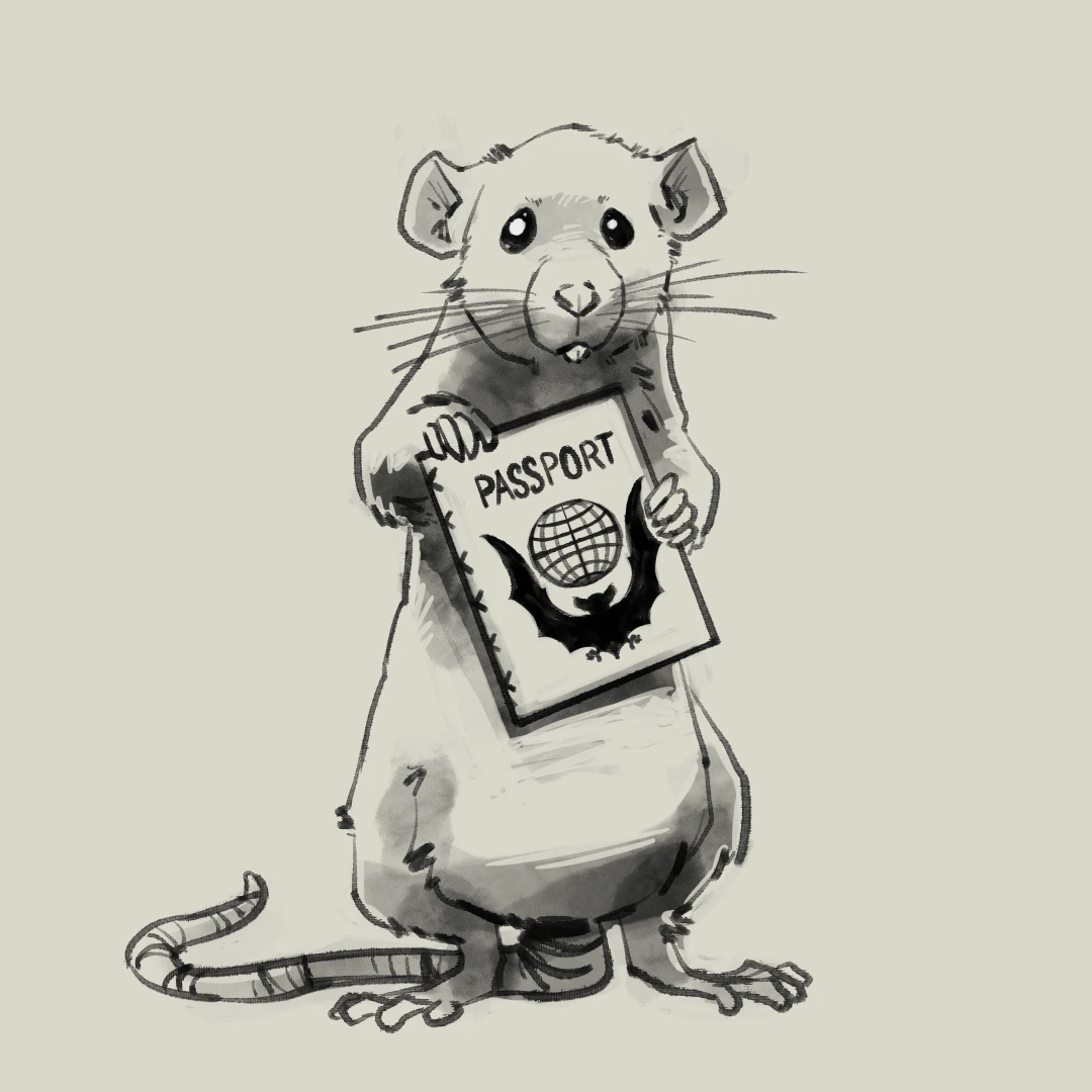 A rat holding a passport