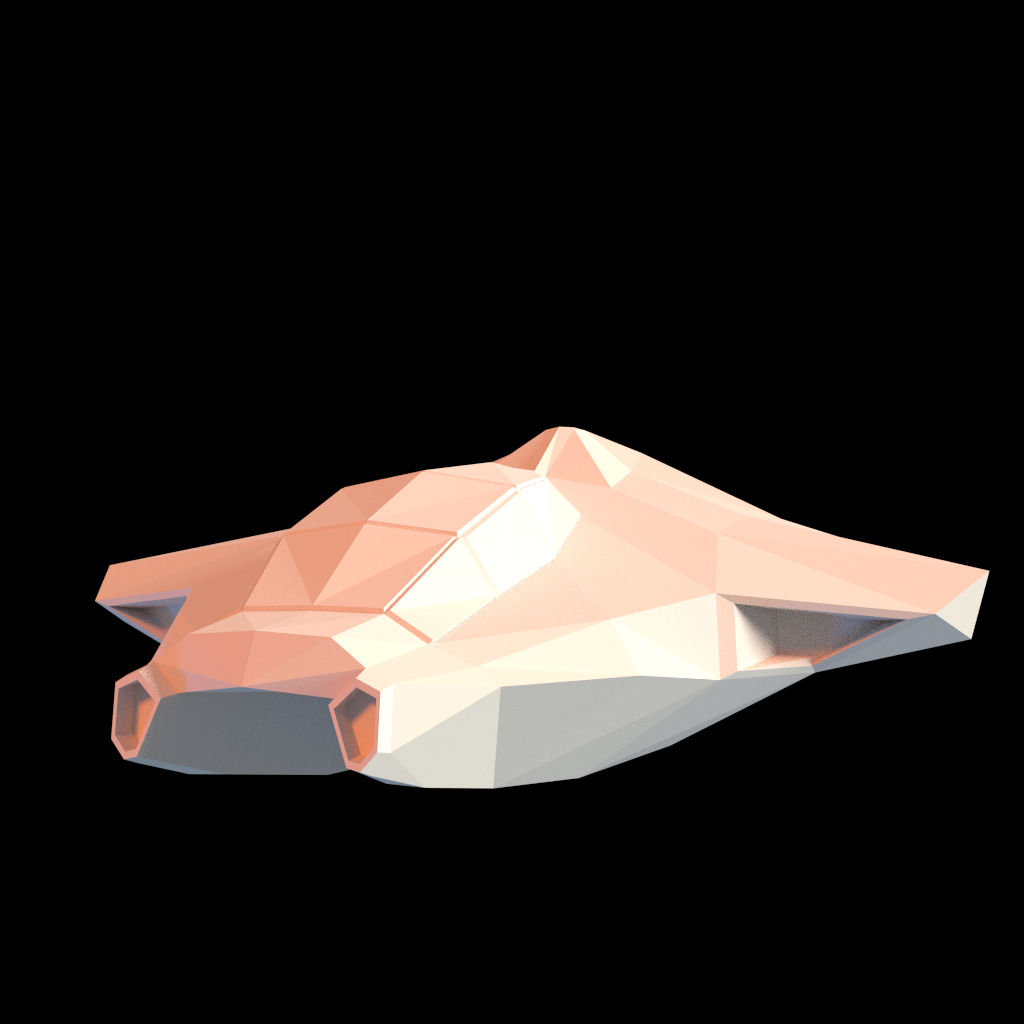 A 3D rendering of a plain white geometric space ship