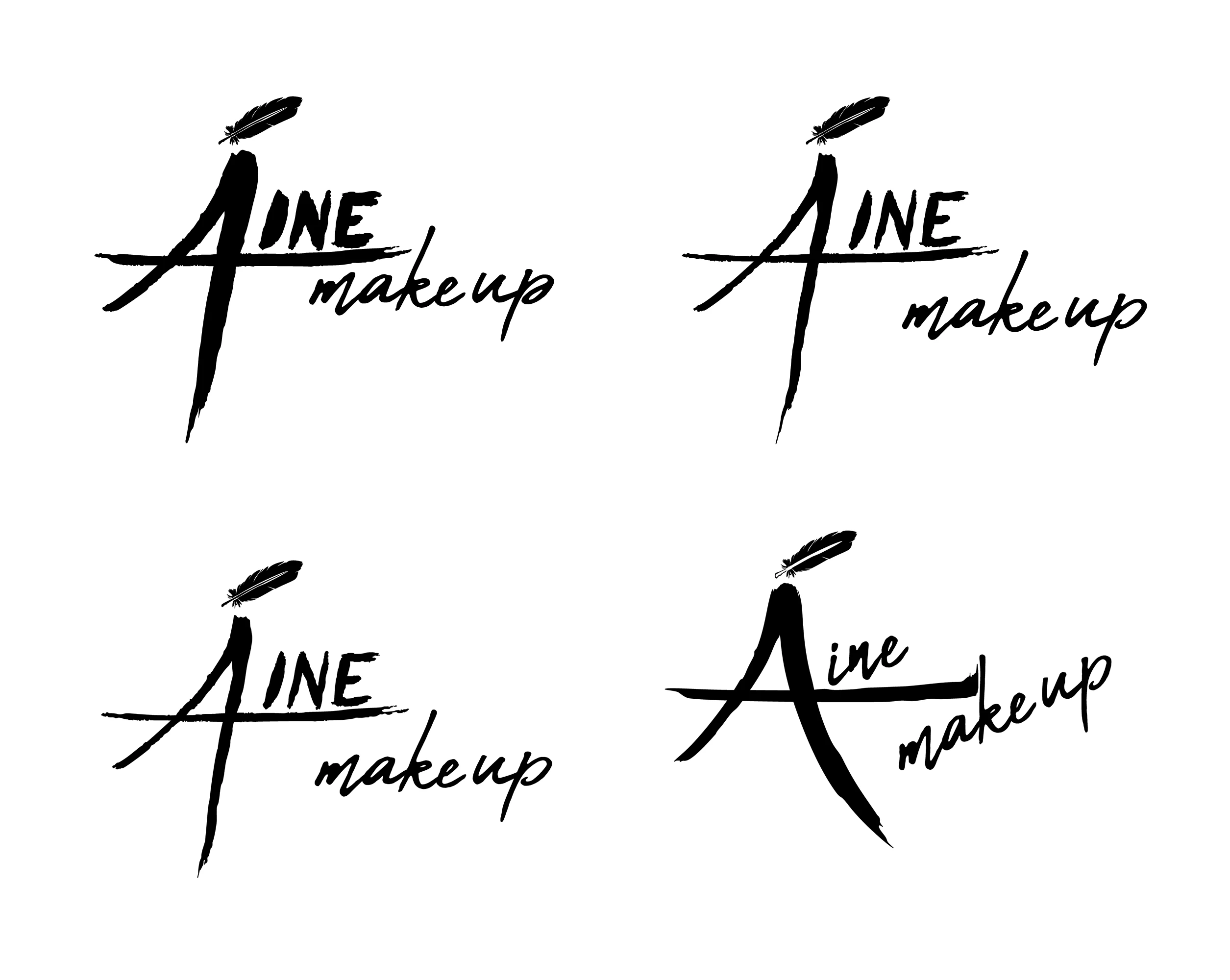 Various takes on the Aine Makeup logo