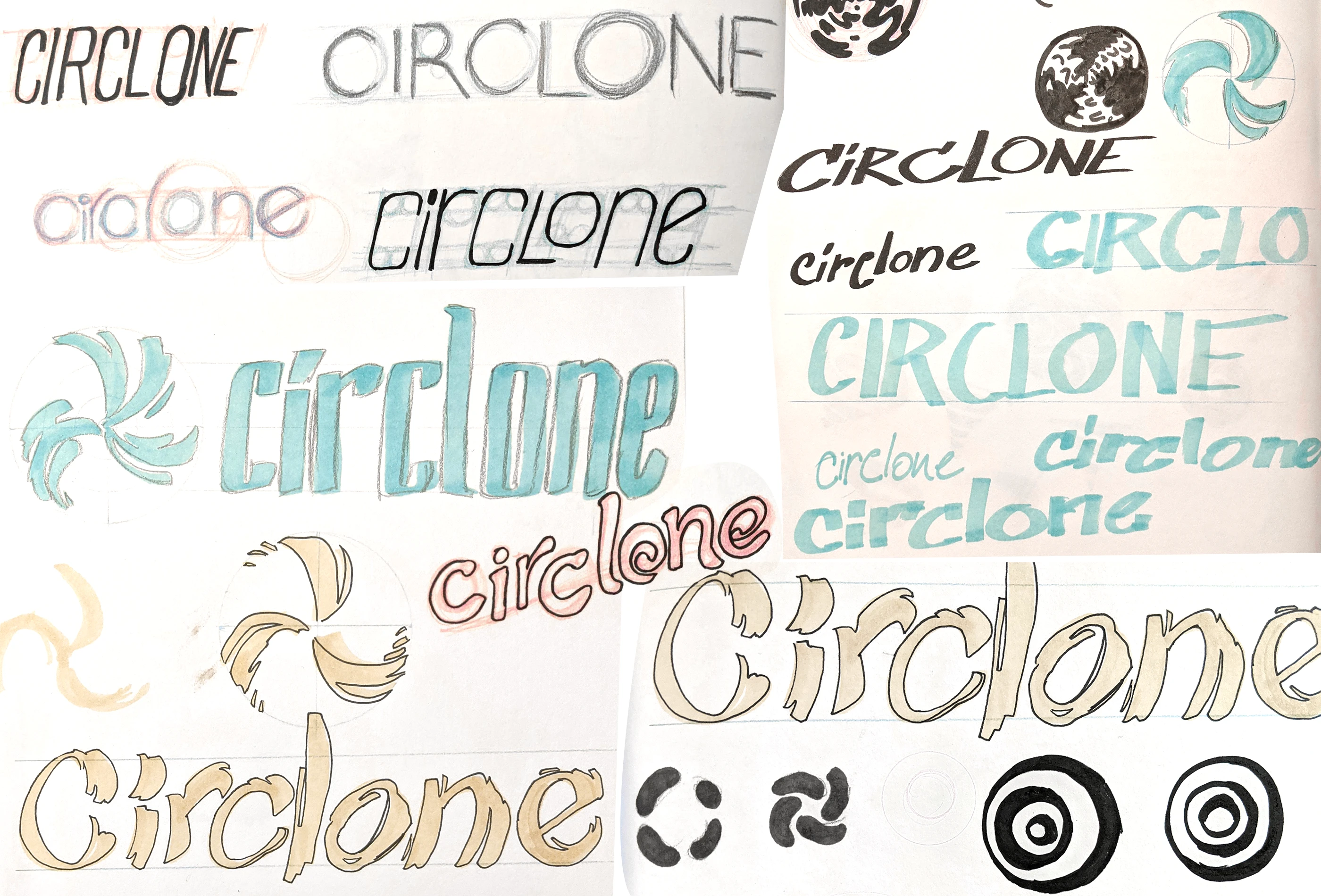 Sketches exploring possible type for Circlone