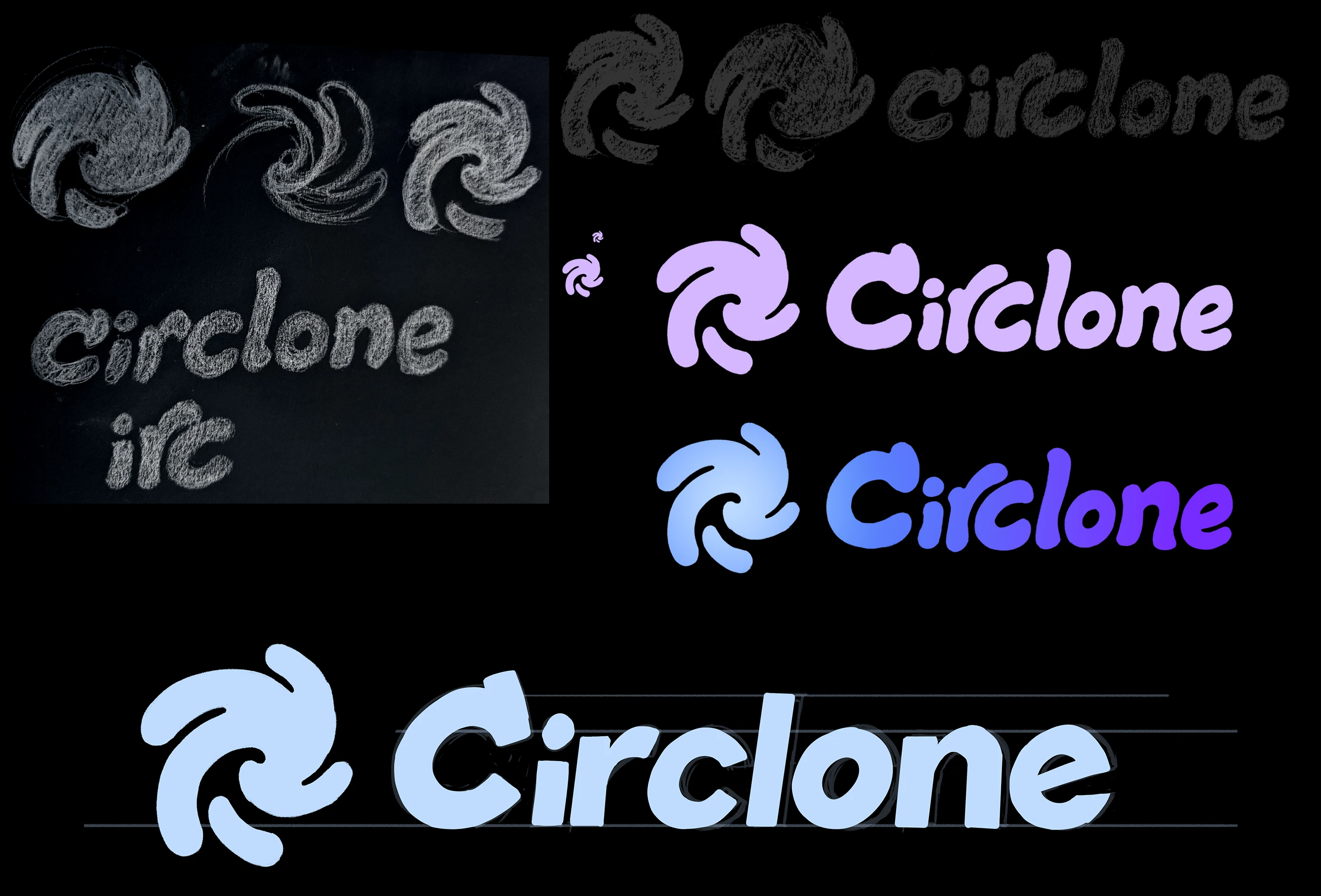 Pencil sketches and digital refining of what became the final Circlone logo