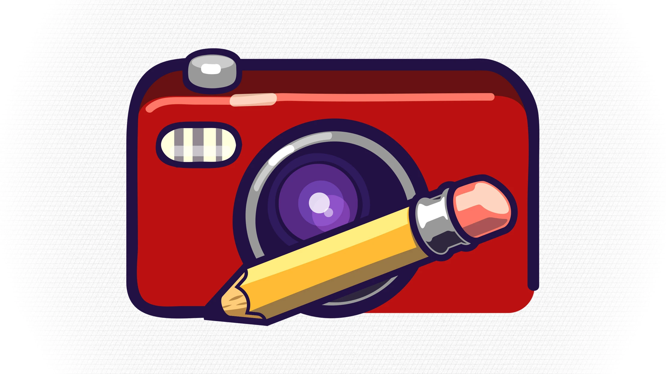 An icon of a camera being drawn by a pencil