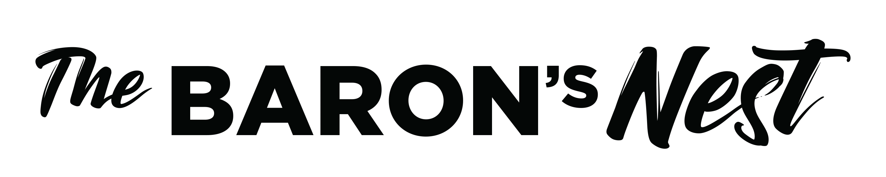 The text 'The Baron's Nest' in a horizontal line, the horizontal version of the Baron's Nest wordmark